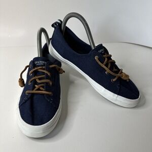 Sperry Women's Crest Vibe Sneaker Navy Blue Memory Foam Comfort Shoes 8M GREAT